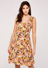 Vintage Floral V Neck Dress, Cream, large