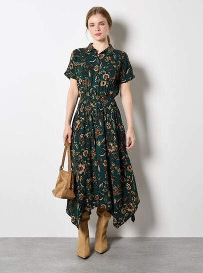 Sarasa Floral Shirt Midi Dress