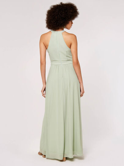 Halter Neck Split Maxi Dress