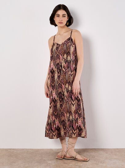 Ikat A-Line Slip Midi Dress