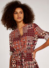 Patchwork Shirt Mini Dress, Burgundy, large