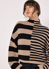 Mixed Stripe Ottoman Rib Knit Jumper, Black, large