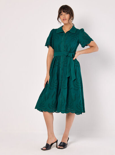 Cotton Broderie Midi Dress
