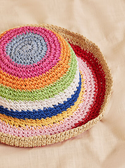 Colourful Stripe Straw Bucket Hat