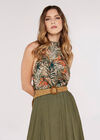 Tropical Halter Neck Top, Khaki, large