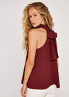 Tie Neck Sleeveless Blouse, Red, large
