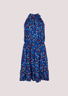 Ditsy Halter Mini Dress, Blue, large
