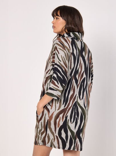 Zebra Soft Touch Cocoon Mini Dress