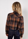 Check Print Cropped Shirt, Brown, large