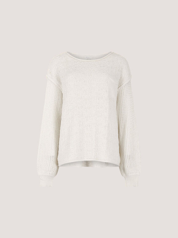 Textured Knit Oversized Jumper, White, large