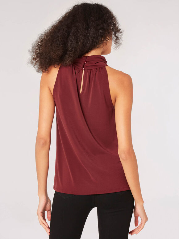 Keyhole Crepe Top, Burgundy, large