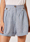 Stripe Linen Blend Shorts, Blue, large