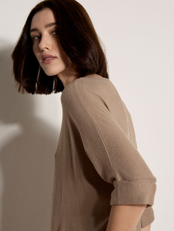 Soft Touch Batwing Top, Stone, large