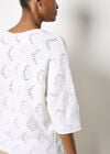 Textured Pointelle Batwing Jumper, White, large