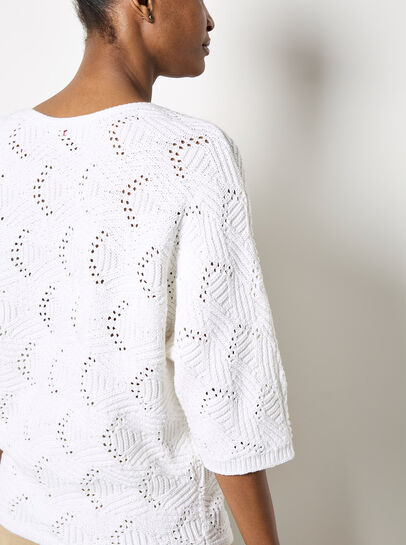 Textured Pointelle Batwing Jumper