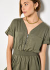 Zip Detail Skater Mini Dress, Khaki, large