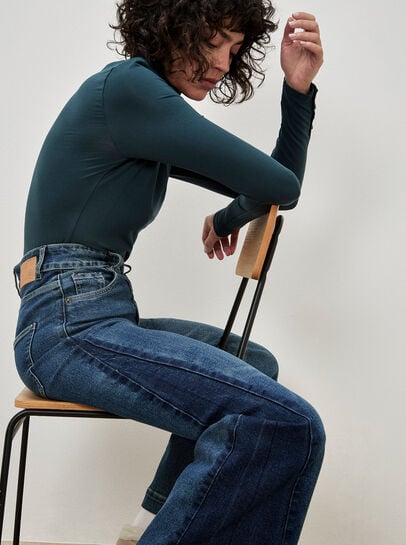 Zia Side Panel Wide Leg Jeans