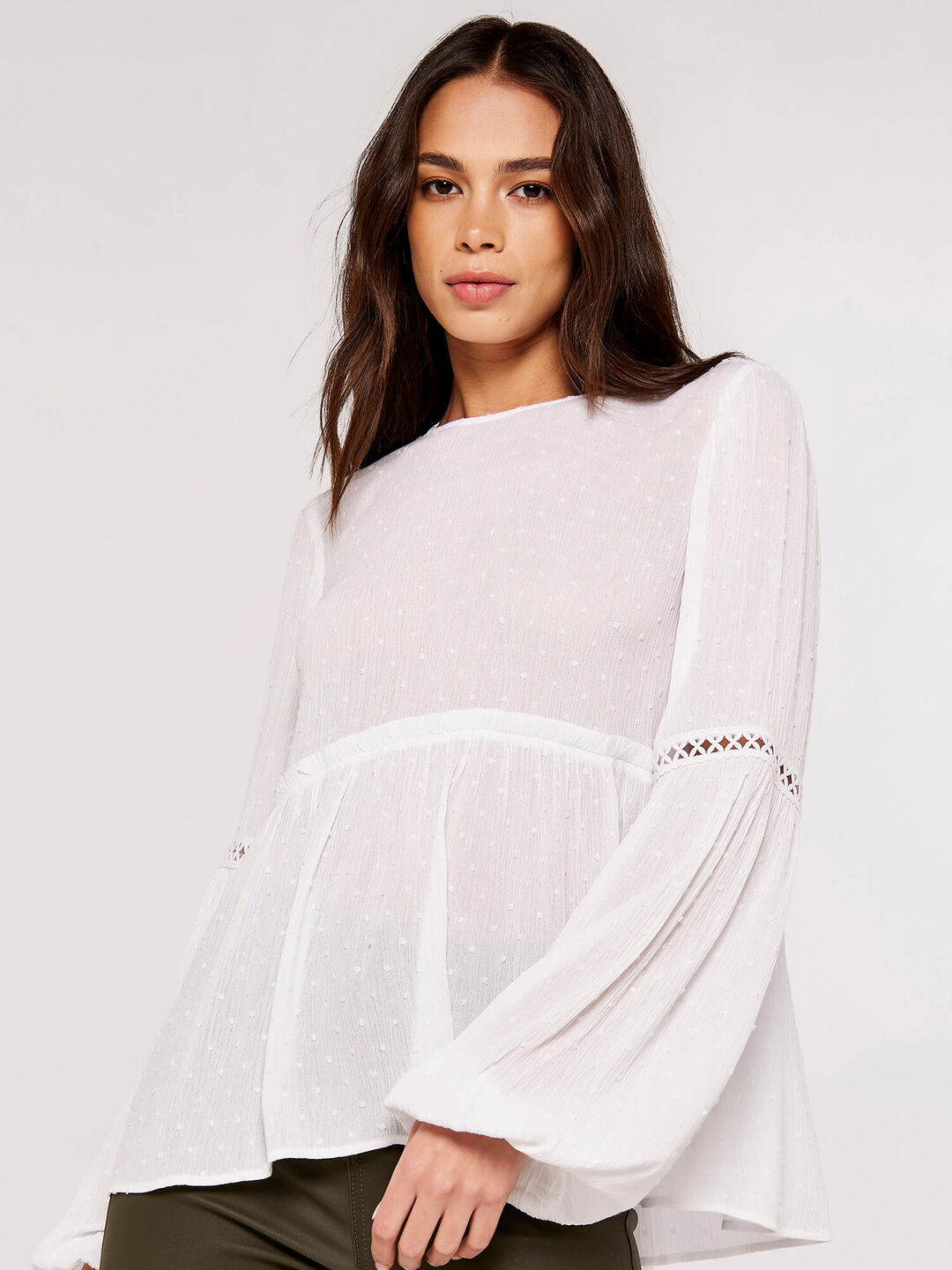 Crinkle Dobby Balloon Sleeve Top