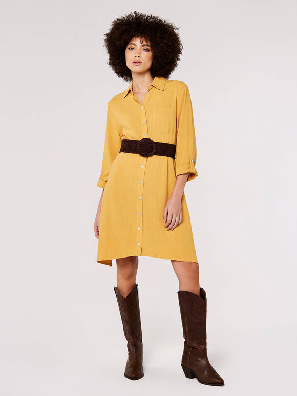 Oversized Shirt Dress Apricot Clothing
