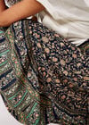 Sarasa Floral Border Maxi Skirt, Navy, large