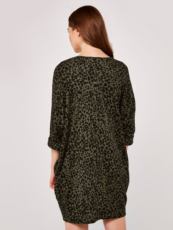 Dot Cocoon Dress, Khaki, large