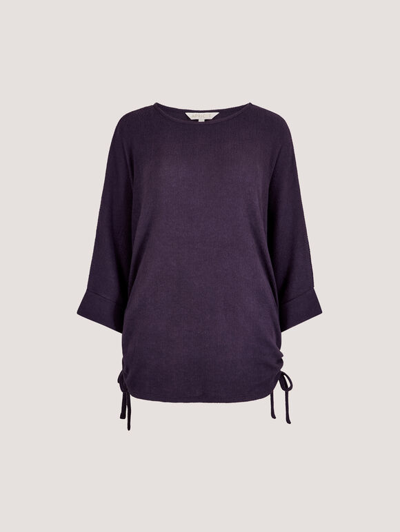 Soft Touch Drawstring Batwing Top, Purple, large