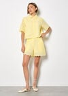 Scalloped Broderie Mini Shorts, Yellow, large