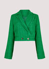 Fringed Cropped Tweed Blazer, Green, large