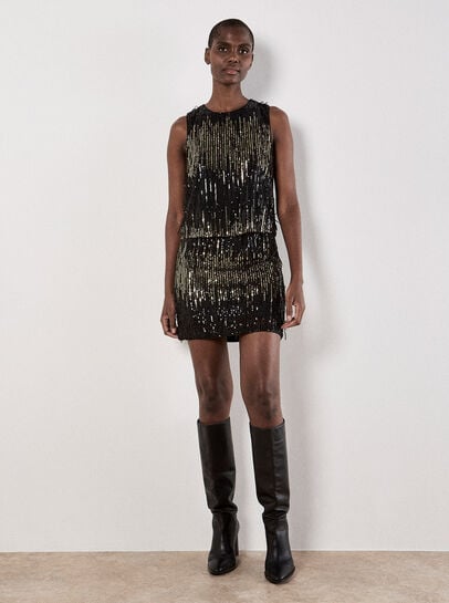 Sequin Fringe Top