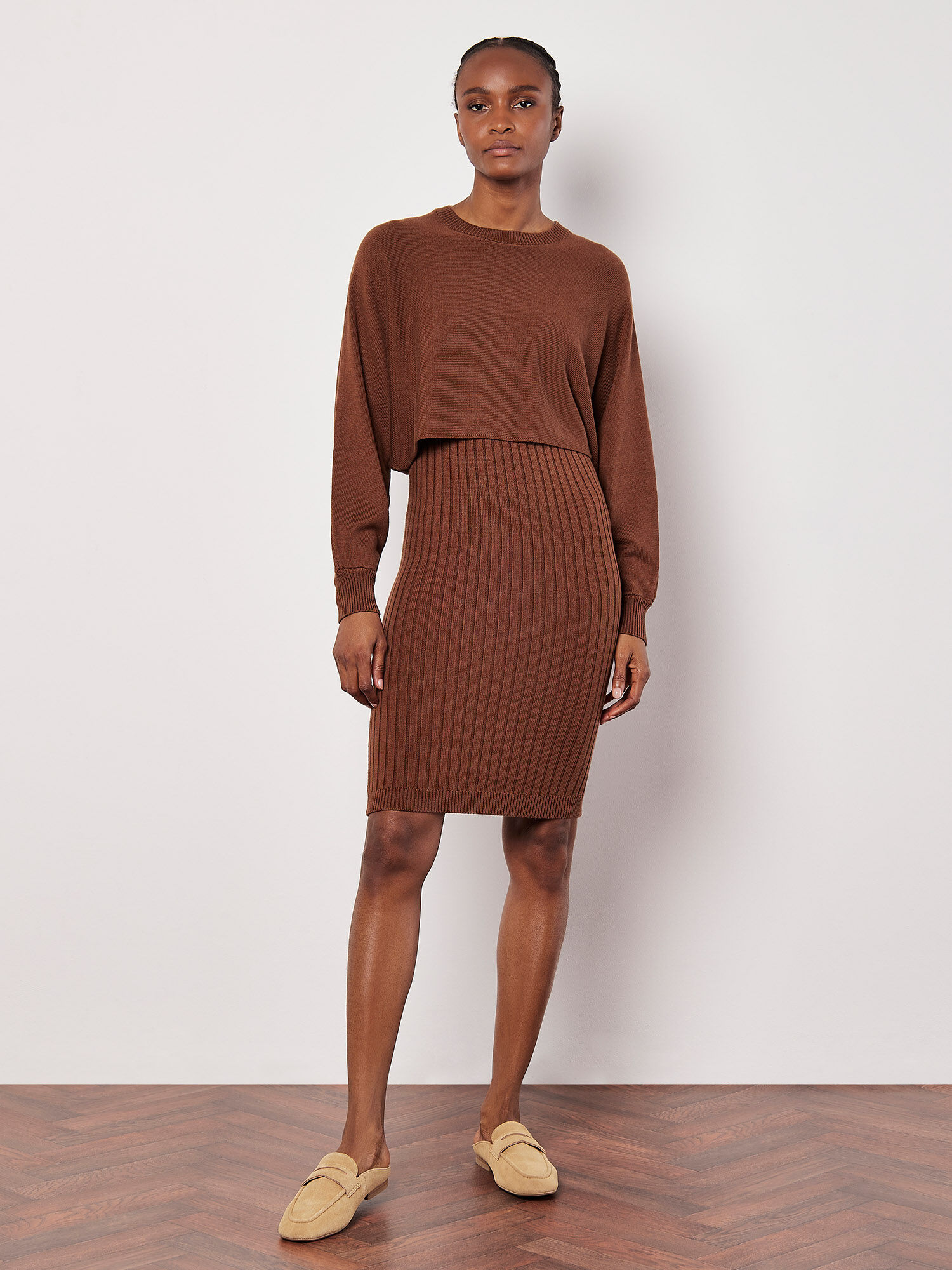 Cropped Batwing Jumper Apricot Clothing