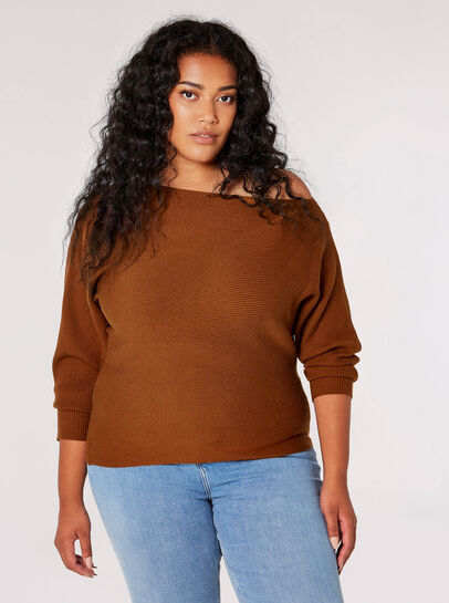 Curve Off Shoulder Ribbed Jumper