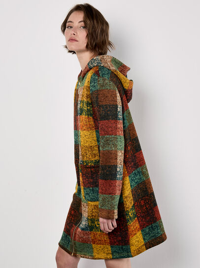 Colourful Check Hooded Coatigan