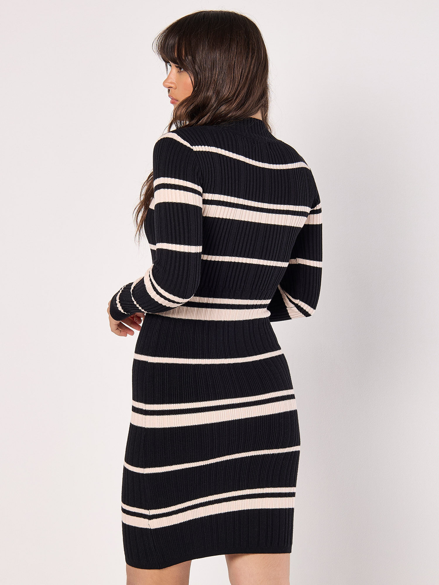 Stripe Ribbed Knit Mini Dress | Apricot Clothing
