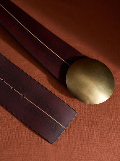 90s Style Brass BuckLeather Belt