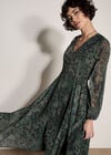 Leopard Print Chiffon Midi Dress, Khaki, large
