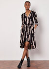 Paint Stroke Shirt Mini Dress, Black, large