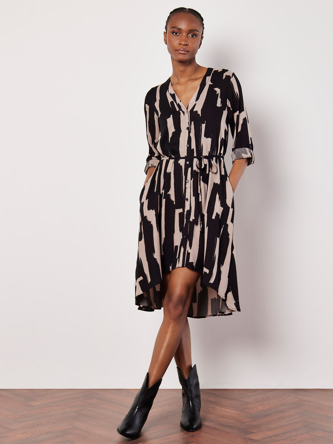 Paint Stroke Shirt Mini Dress