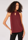 Keyhole Crepe Top, Burgundy, large