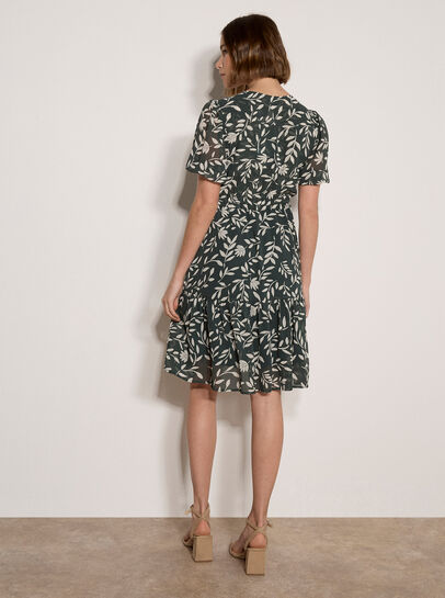 Silhouette Leaf Drawstring Mini Dress