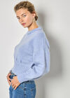 Pleat Detail Crop Jumper, Blue, large