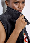 Sleeveless Denim Jacket, Black, large