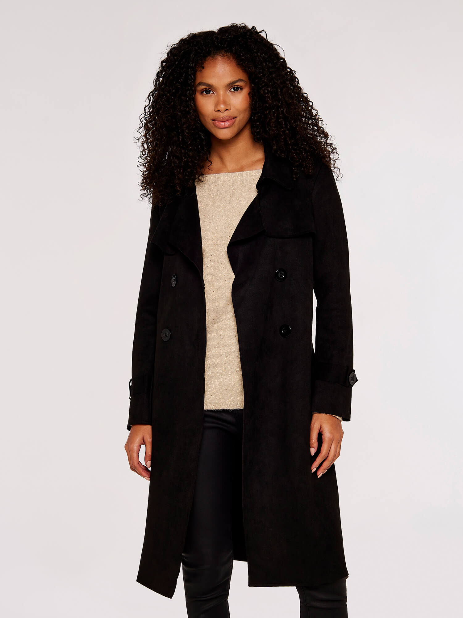 Black suede coat store