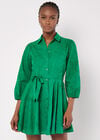 Tropical Embroidered Shirt Mini Dress, Green, large