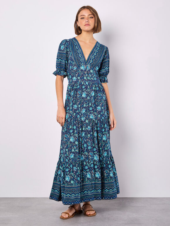 Sarasa Floral Maxi Dress, Navy, large