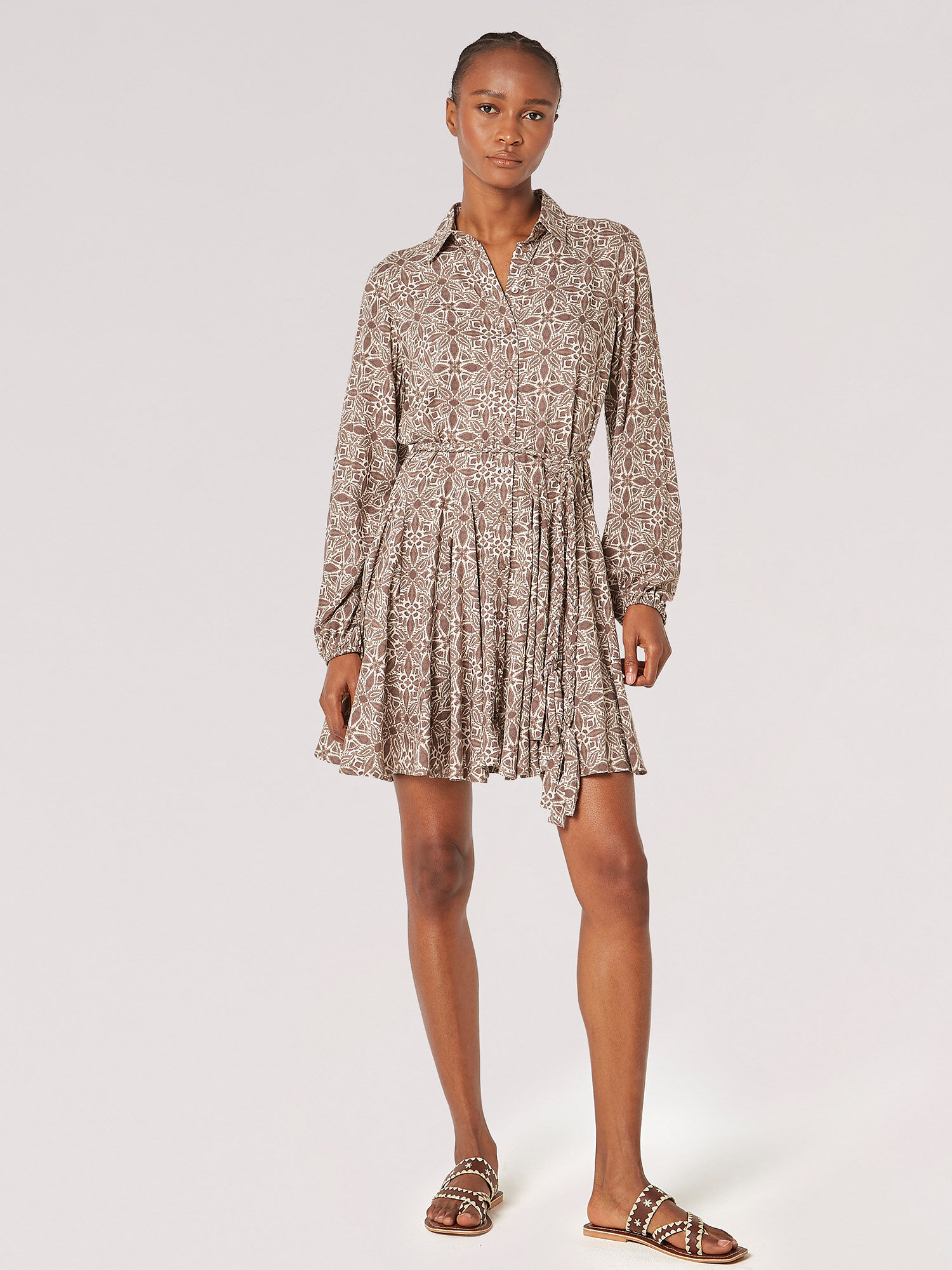 Mini Robe Chemise En Carreaux Ikat Vetements Apricot