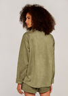 Suede Shirt Jacket, Khaki, large