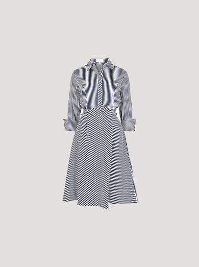 Cotton Stripe Shirt Mini Dress