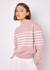 Mock Neck Stripe Jumper, Pink, large