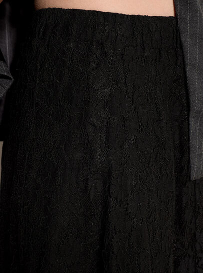 Cotton-Blend Lace Tiered Midi Skirt