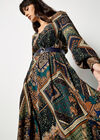 Patchwork Print Hanky Hem Midaxi Dress, Green, large